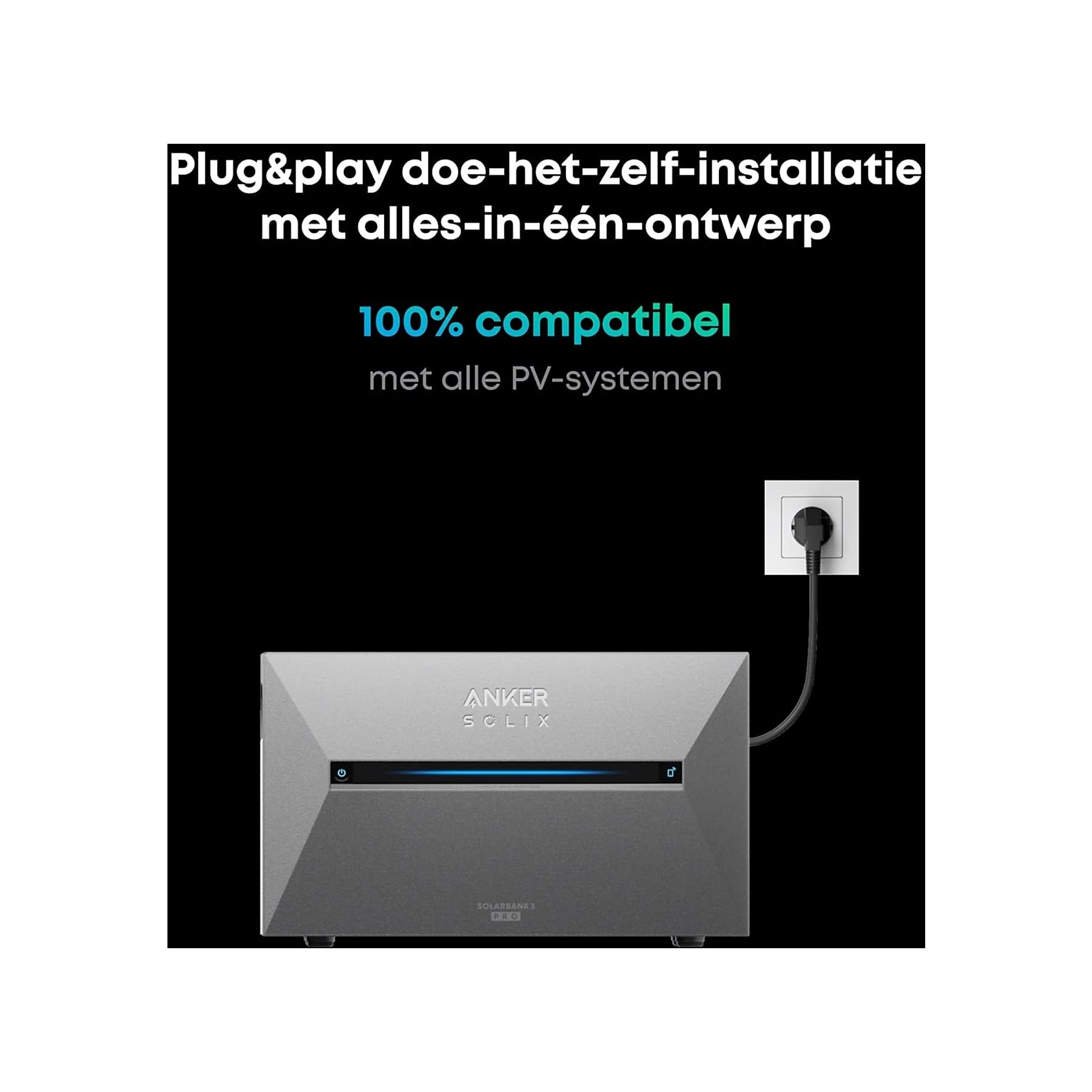 ANKER SOLIX banque solaire 3 E2700 Pro + batterie d'extension SOLIX BP2700 * 2 + panneau solaire SOLIX P1 mètre noir – Image 3