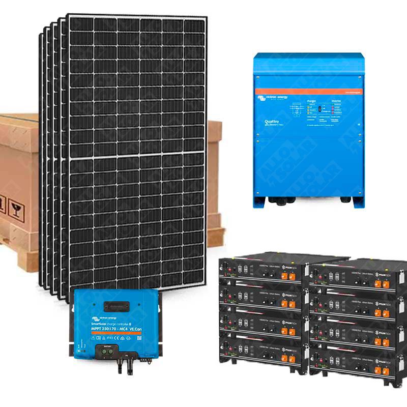 Panneaux solaires Kit solaire bifacial 10800Wc 230V autonome stockage Lithium 19.2kWh Victron Ener